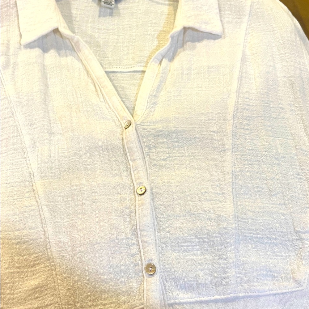 Lucky Brand Textured White Top plus size 2x